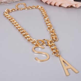 Ожерелье массивная цепь с буквами "S A"