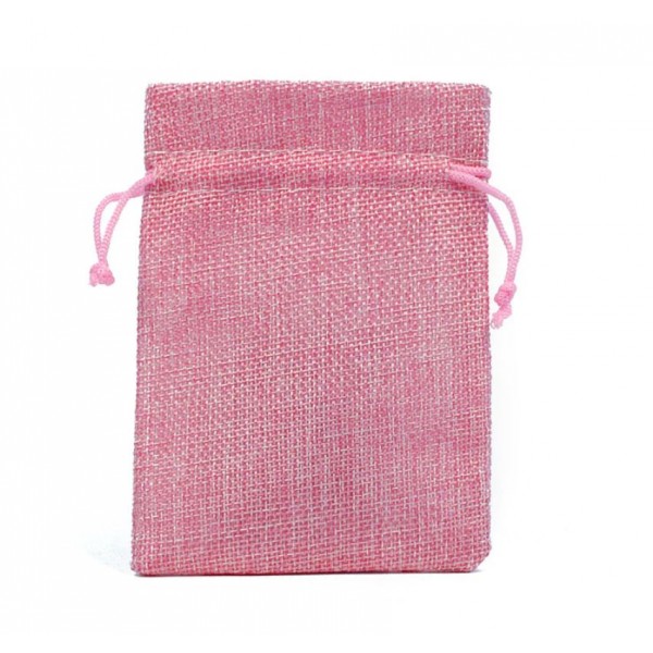 Подарочный мешочек льняной, розовый, С8439