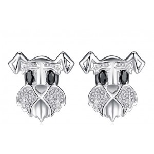 Срібні сережки "Шнауцер собака", С8655