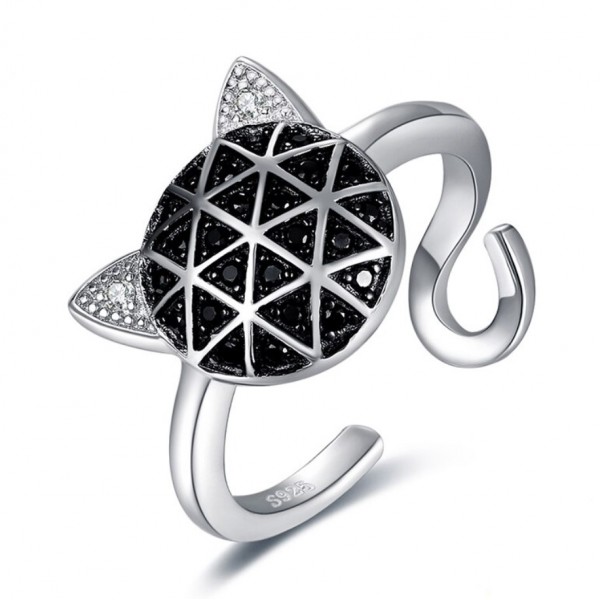 Срібний перстень "Чорна кішка", С8665