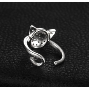 Серебряное кольцо "Черная кошка", С8665
