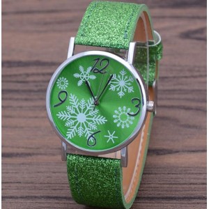 Часы женские "Снежинки", зеленые, С8828