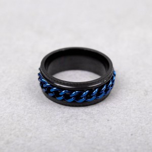 Мужское кольцо спиннер "Цепь", синее, С8997