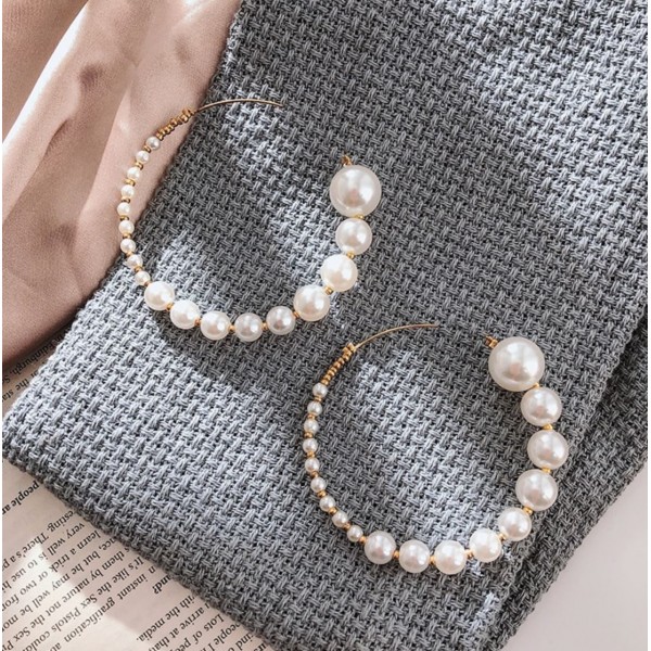 Сережки кільця з перлами, С9104