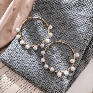 Сережки кільця з перлами