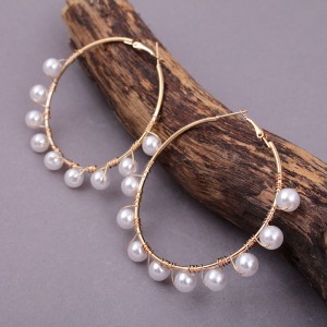 Сережки кільця з перлами, С9106