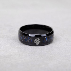 Мужское кольцо "Дракон", черное, С9108