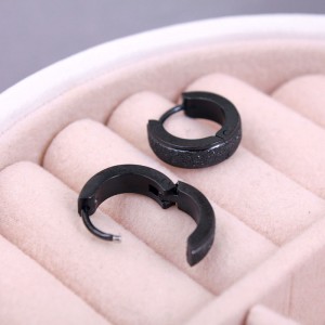 Сережки кольца конго, черные, С9146