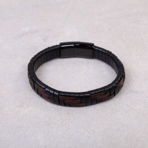 Мужской кожаный браслет, черный, С9159