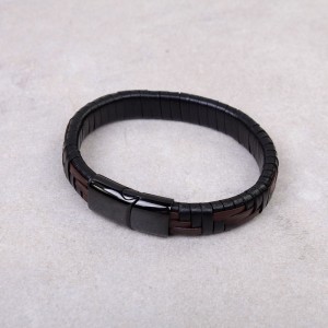 Мужской кожаный браслет, черный, С9159