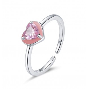 Серебряное кольцо "Розовое сердце"