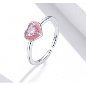 Серебряное кольцо "Розовое сердце", С9213