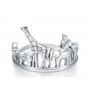 Серебряное кольцо "Животные"