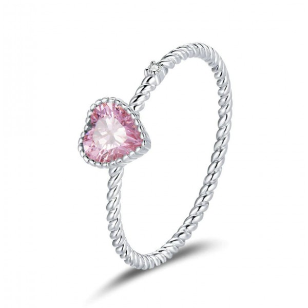 Серебряное кольцо "Розовое сердце", С9261