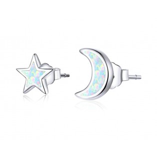 Срібні сережки "Місяць і зірка"