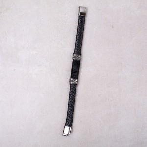 Мужской кожаный браслет, черный, С9526