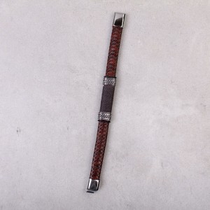 Чоловічий шкіряний браслет, коричневий, С9527