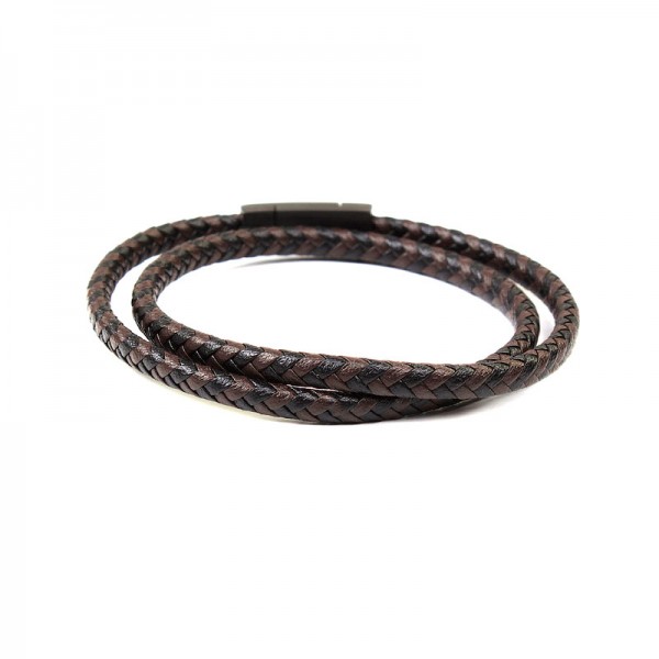 Чоловічий шкіряний браслет, коричневий, С9573