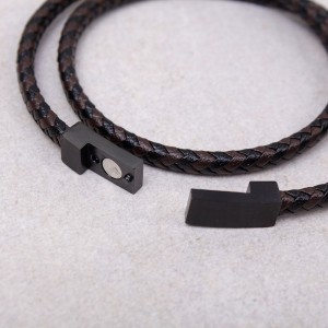 Мужской кожаный браслет, коричневый, С9573