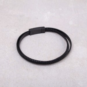 Мужской кожаный браслет, черный , С9574