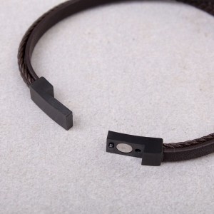 Чоловічий шкіряний браслет, коричневий, С9575