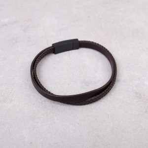Мужской кожаный браслет, коричневый, С9575