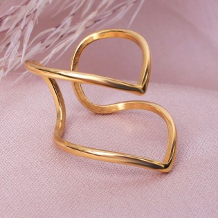 Женское двойное кольцо "Сердце"