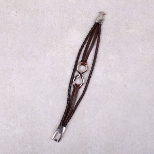 Чоловічий шкіряний браслет "Нескінченність", коричневий, С9915