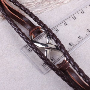 Мужской кожаный браслет "Бесконечность", коричневый, С9915