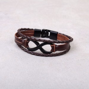 Мужской кожаный браслет "Бесконечность", коричневый, С9916