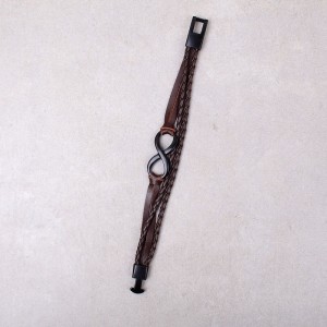 Чоловічий шкіряний браслет "Нескінченність", коричневий, С9916