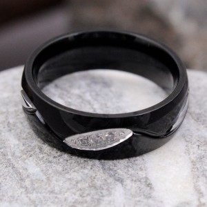 Женское широкое кольцо, черное, С9934
