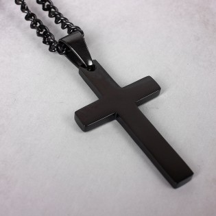 Хрест на ланцюжка зі сталі, чорний