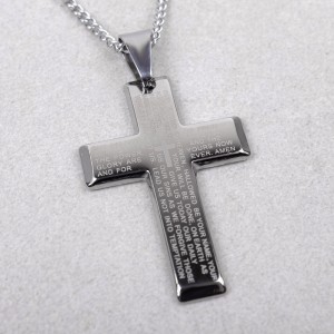 Хрест на ланцюжка зі сталі, сріблястий, С10016