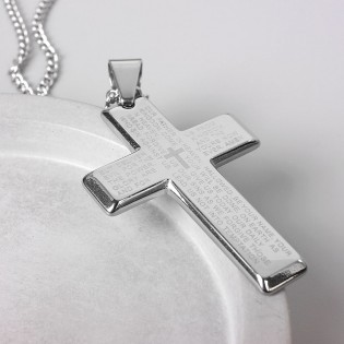 Хрест на ланцюжка зі сталі, сріблястий