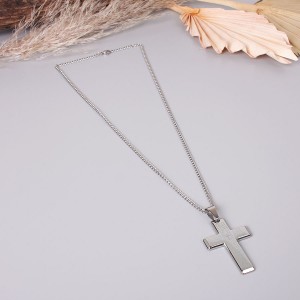 Хрест на ланцюжка зі сталі, сріблястий, С10016