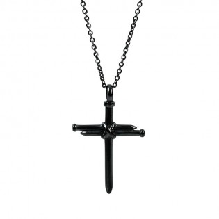 Хрест на ланцюжка зі сталі, чорний