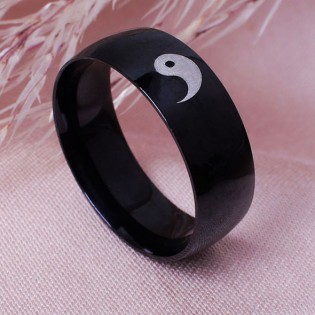 Мужское кольцо "Инь и Ян", черное