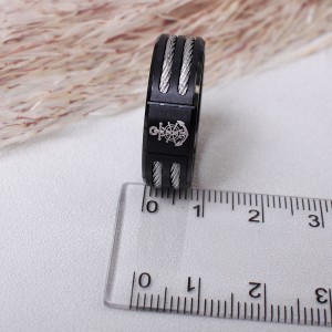 Мужское кольцо "Якорь", черное, С10065