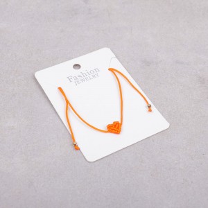 Плетеный браслет "Сердце", оранжевый, С10111