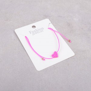 Плетений браслет "Серце",  рожевий, С10118
