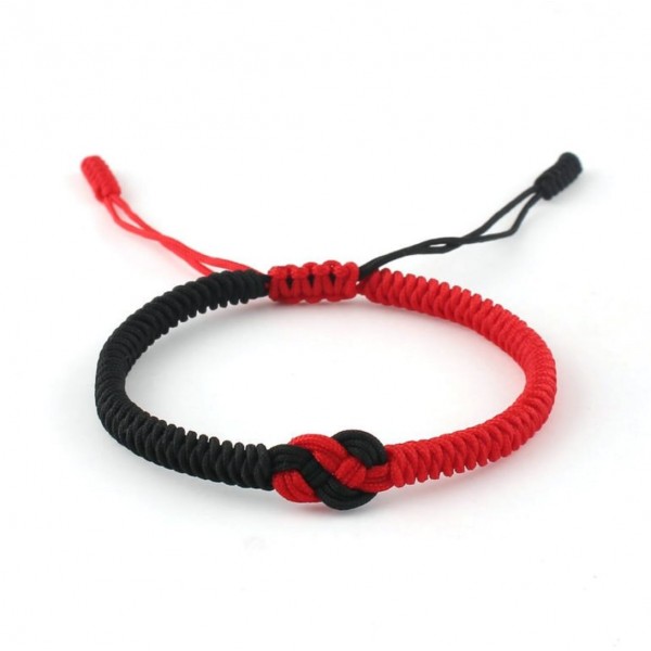 Плетеный браслет, чёрно-красный, С10329