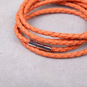 Мужской кожаный браслет, оранжевый, С10402