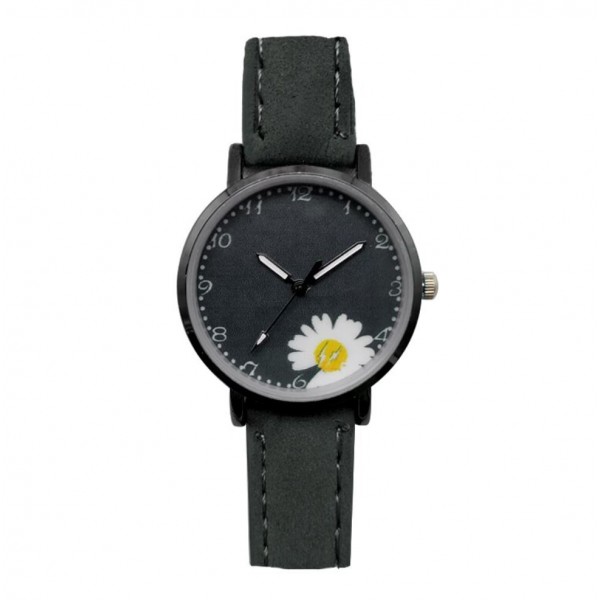 Часы женские с ромашкой, черные, С10465