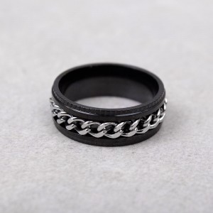 Мужское кольцо спиннер "Цепь", черное, С10585