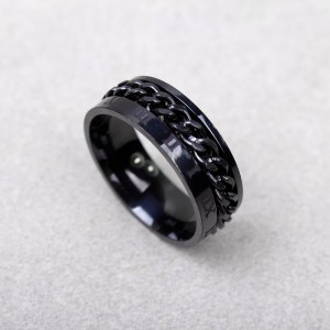 Мужское кольцо спиннер "Цепь", черное, С10587