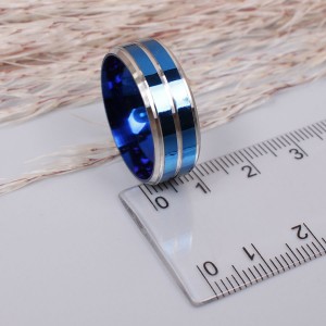Мужское кольцо, синяя полоса, С10605
