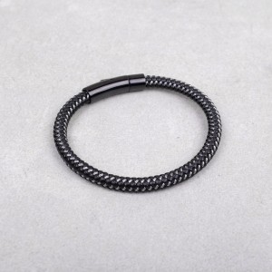 Мужской кожаный браслет, черный, С10661