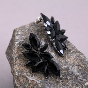 Сережки жіночі "Чорна квітка", С10695