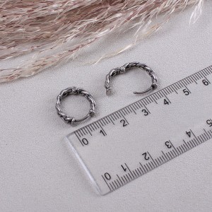 Сережки-кільця "Ланцюг" , сріблясті, С10702